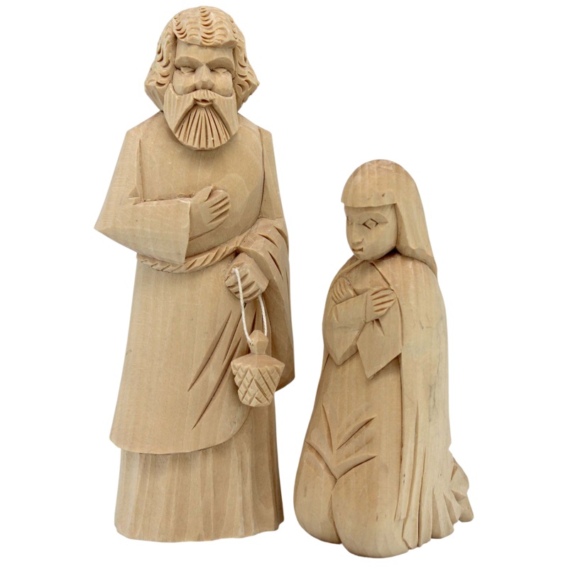 One-of-a-Kind Mary and Joseph Wood Carved Figurines Set of 6.5 – Nature Wood Carving