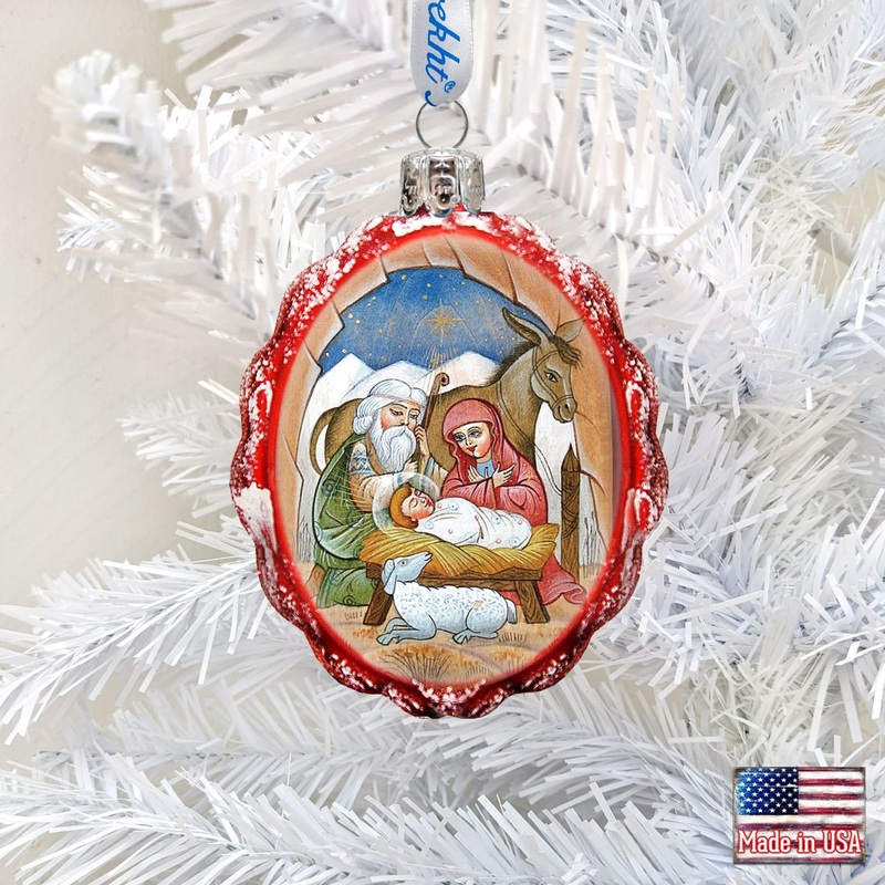 Orthodox Nativity Mercury Glass Ornament by G. DeBrekht – Nativity Holiday Decor – 773037