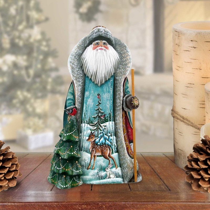 Peaceful Valley Santa Hand-Painted WOODCARVED Masterpiece by G. DeBrekht – Wildlife Holiday Decor – 821847 *** PRE-ORDER – Handmade Just for You! ***