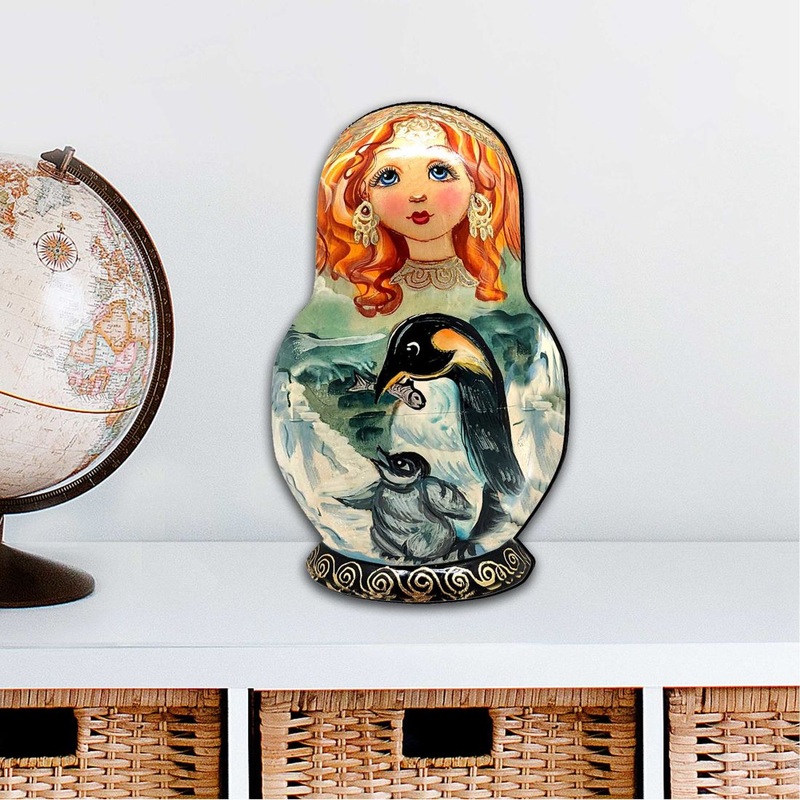 Penguin Matreshka Diminutive Wall Art by G. DeBrekht – Coastal Holiday Decor – 8113811M