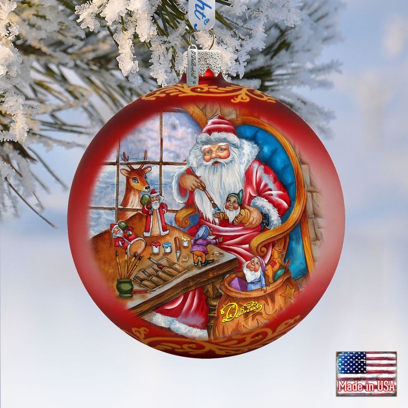 Santa Atelier Glass Ornament Limited Edition by G. DeBrekht – Christmas Santa Snowman Decor – 73903