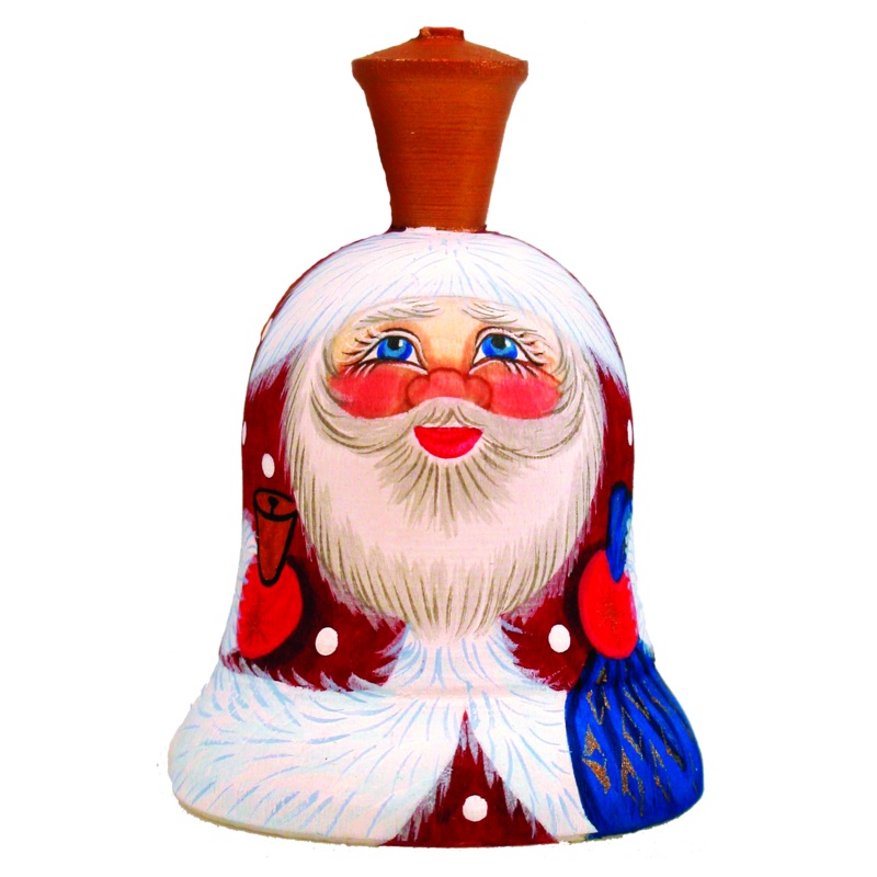 Santa Bell Wood Carved Ornament 3 by G. DeBrekht