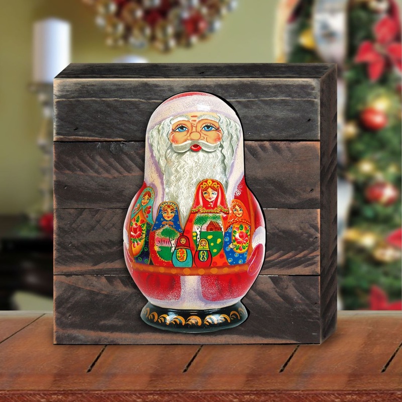 Santa Nesting Doll Wooden Decor by G. DeBrekht – Christmas Decor – 8110716B