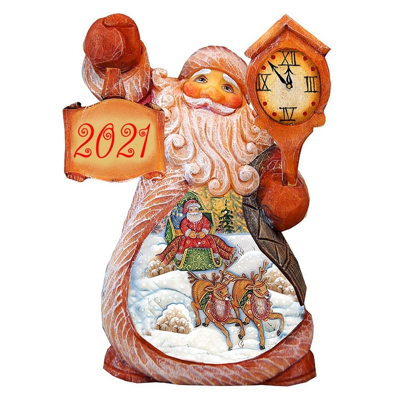 Santa Village Sleigh Ride Christmas Figurine by G. DeBrekht – Christmas Santa Snowman Decor – 5616394