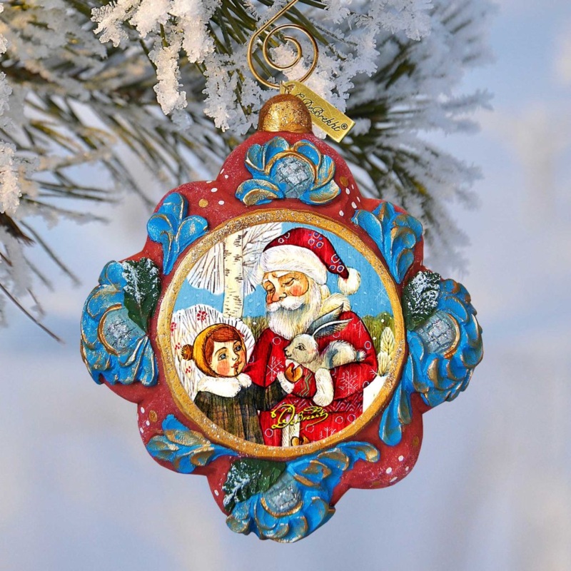 Santa with Boy Sculpted Hand-Painted Christmas Ornament by G. DeBrekht – Christmas Decor – 6102431