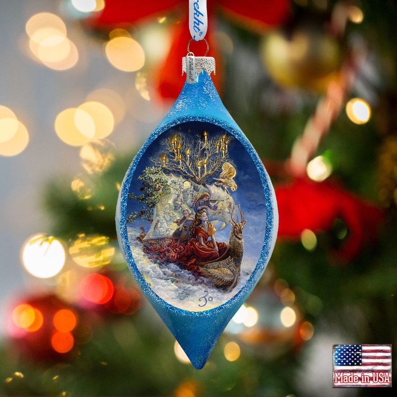 Ship of Dreams Coastal Glass Ornament by Josephine Wall – Coastal Sea-Life Decor – 757-404-JW