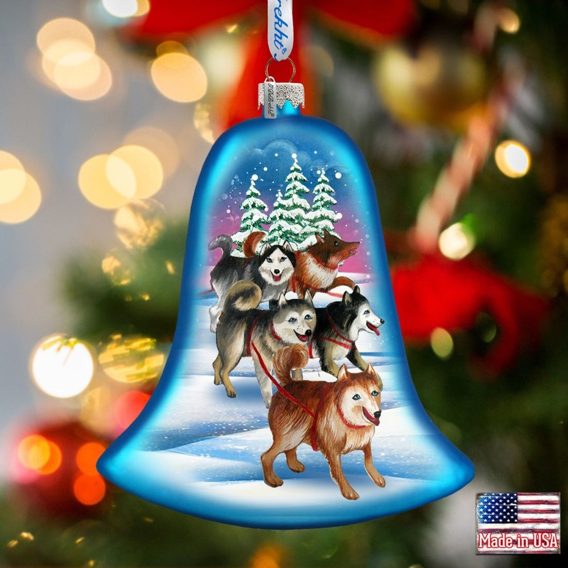 Sledging Dogs Glass Ornament by G. DeBrekht – Christmas Decor – 752-040