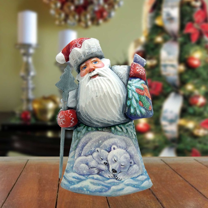 Sleeping Polar Bears Santa Hand-Painted WOODCARVED Masterpiece by G. DeBrekht – Wildlife Holiday Decor – 2821478 *** PRE-ORDER – Handmade Just for You! ***