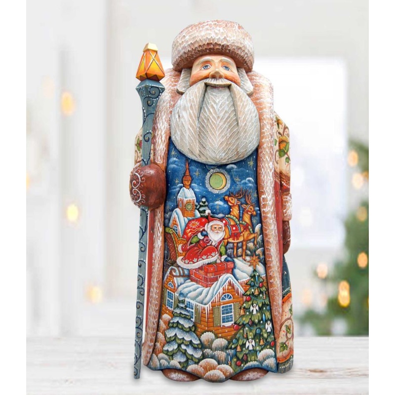 Special Delivery Santa Hand-Painted WOODCARVED Masterpiece by G. DeBrekht – Christmas Decor – 214526