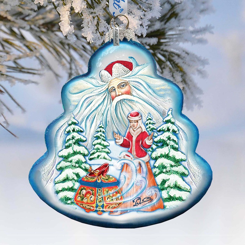Treasure Chest Tree Glass Ornament by G. DeBrekht – Christmas Decor – 762-004