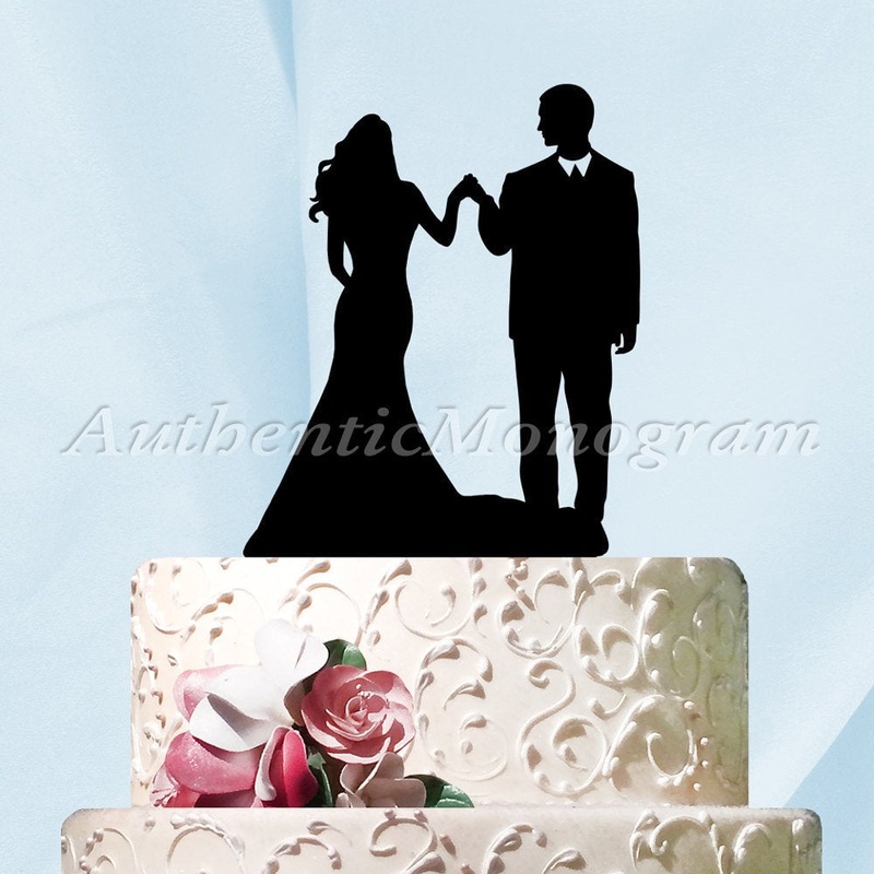 Wedding Cake Topper – Wedding Cake Topper Silhouette, Bride and Groom, Wedding decor, Wooden Cake Topper, Unpainted