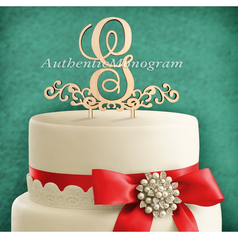 Wedding Cake Topper – Wooden AZ Letter Decorated Base Cake Topper, Anniversary, Engagement, Proposal, Rehearsal 4401