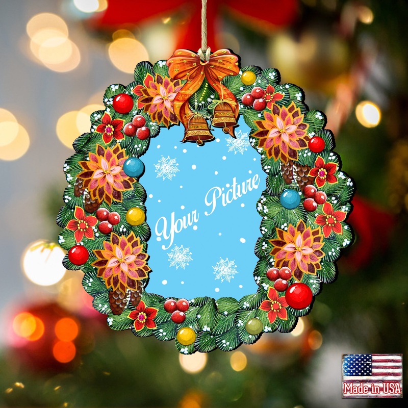 Wreath Christmas Picture Frame Ornaments – Ornament for Photo – Christmas Decor – 8185307PF