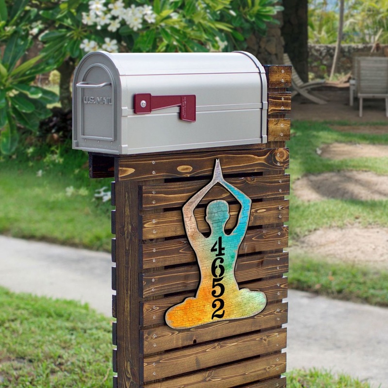 Yoga Lotus Wooden Custom House Number Sign by G. DeBrekht – Love Family Kids Decor – Handcrafted Wooden Handcrafted Wooden Handcrafted Wooden Handcrafted Wooden Address Sign – MA984352