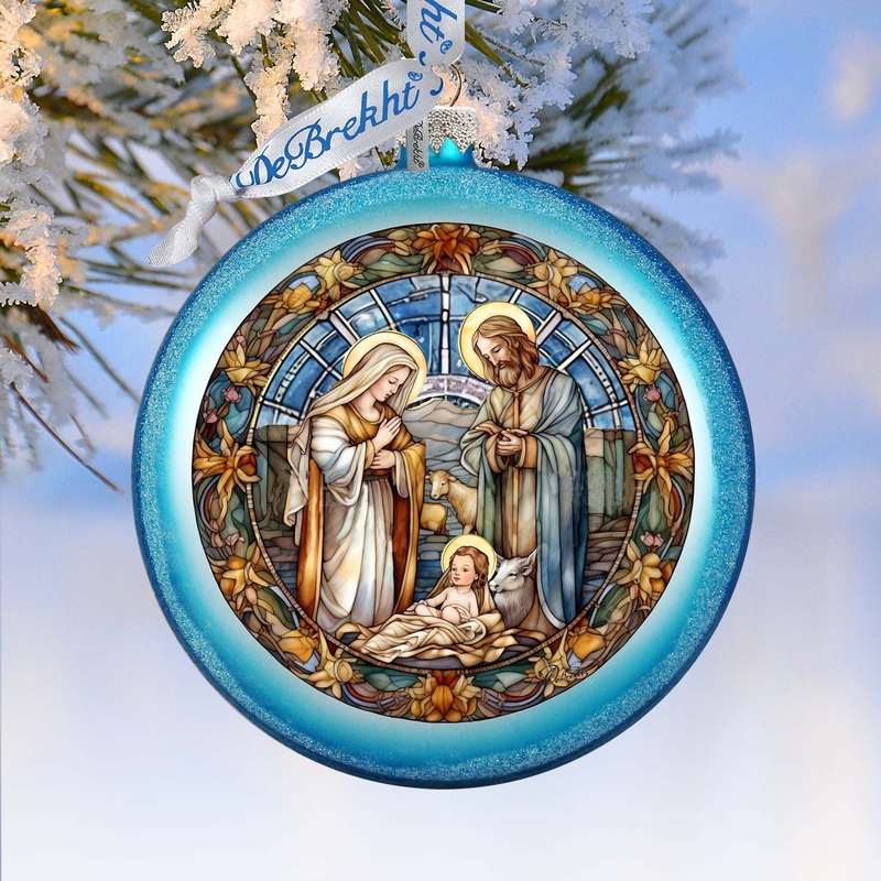 A Blessed Gathering – Holy Family Nativity Ball Glass Ornament by  – Nativity Holiday Decor – 73567C