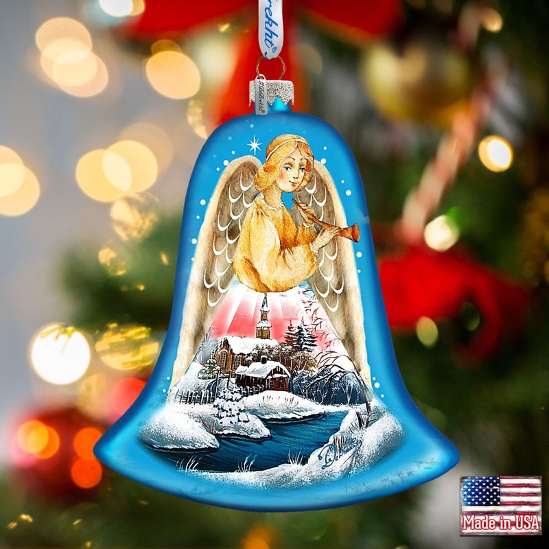 Angel Bell Glass Ornament by G. DeBrekht – Nativity Holiday Decor – 73162