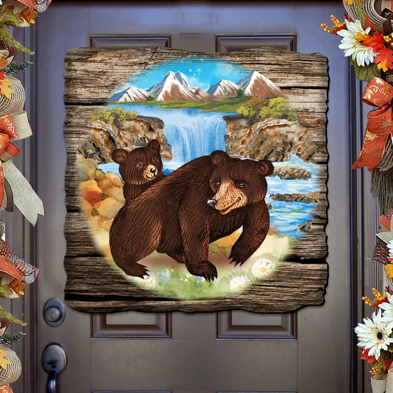 Bear Cabin Wildlife Door Decor – Wildlife Holiday Decor – 8114081H