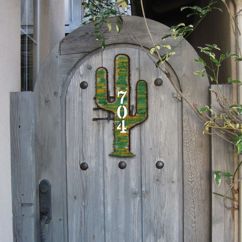 Cactus Wooden Custom House Number Sign – Nature Wildlife Decor – Handcrafted Wooden Address Sign – MA98416
