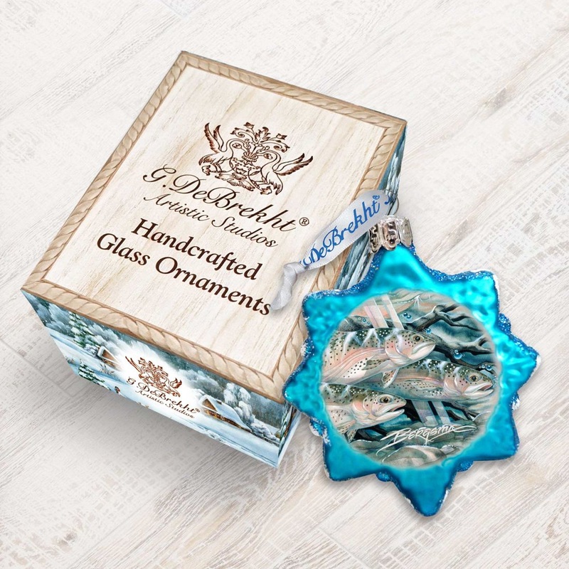 Catch the Rainbow Trout Mercury Glass Ornament by J. Bergsma – Wildlife Holiday Decor – 7783674-JB
