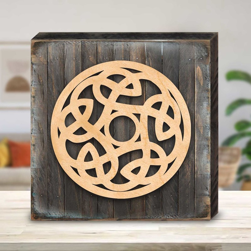 Celtic Spiral Wood Box Sign Wooden Wall Art by Celtic Art – Celtic Decor – 953164B