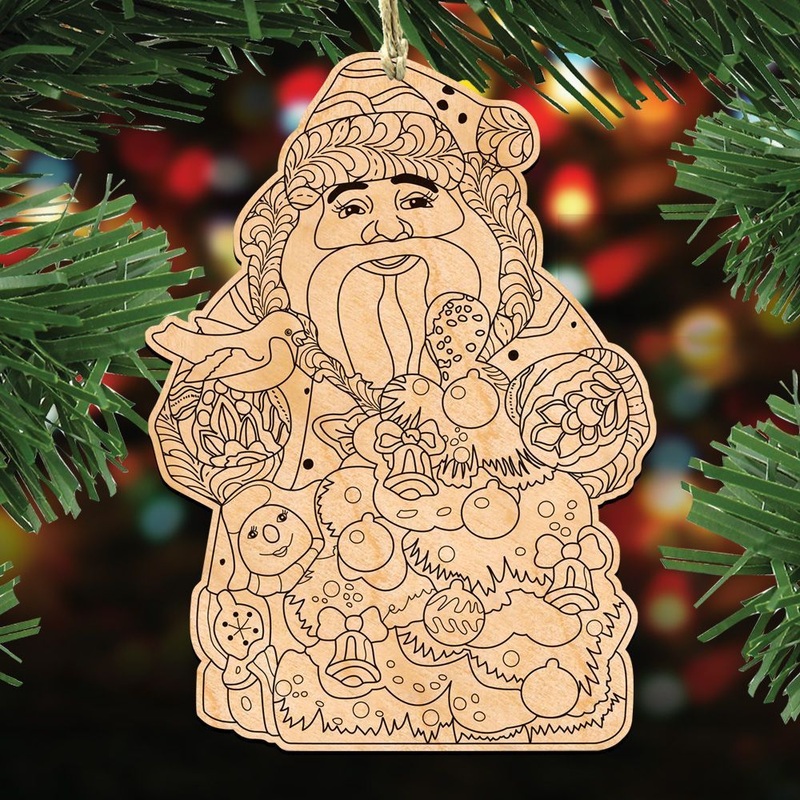 Christmas Tree Surprise Santa DIY Coloring Decorative Holiday Ornament 8319181-S3 by G. DeBrekht