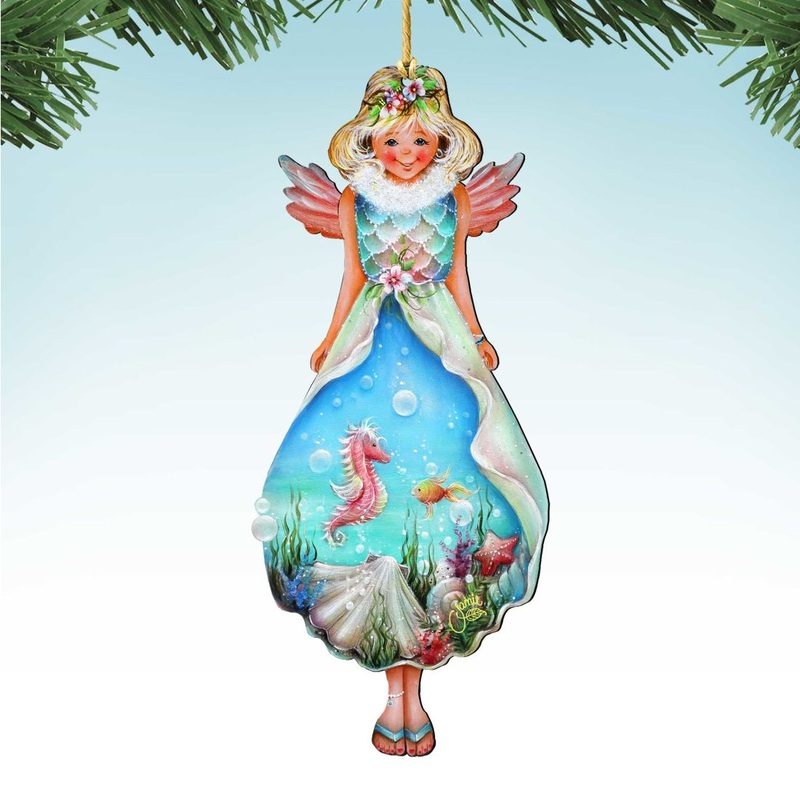 Coastal Fairy Wooden Ornaments by Jamie Mills-Price – Coastal Holiday Decor – 8457901