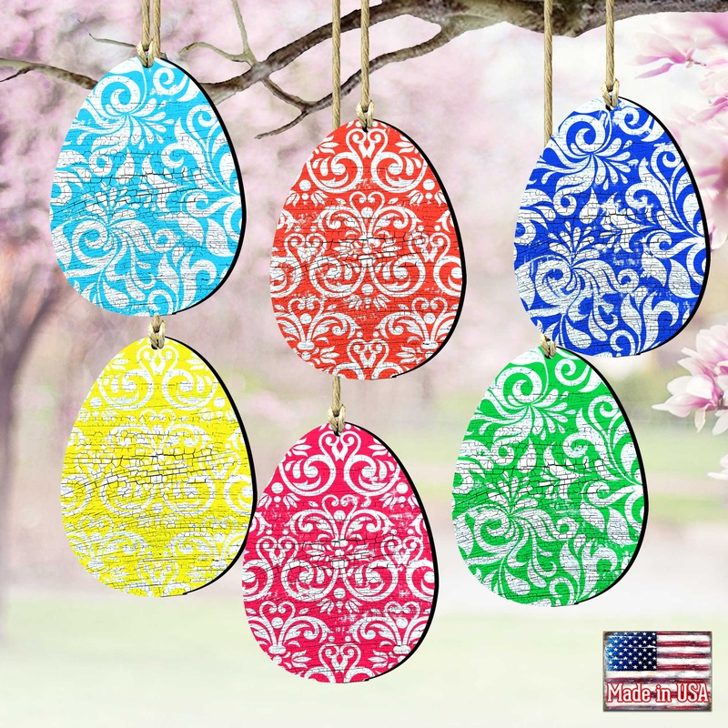 Colorful Eggs Wooden Ornaments Set of 6 by G. DeBrekht – Designocracy – 8199712-S6