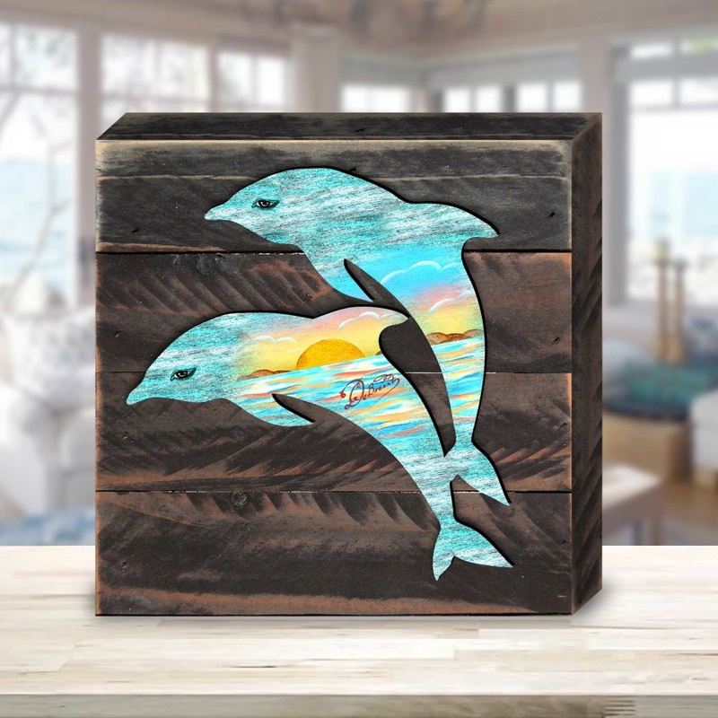 Dolphins Wooden Decor by G. DeBrekht – Coastal Holiday Decor – 8198519B