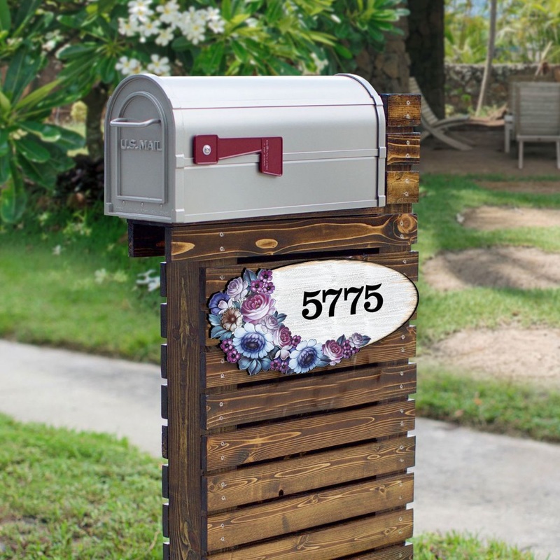 Floral Boquete Wooden Personalized House Number Sign by G. Debrekht – Love Family Kids Decor – Handcrafted Wooden Handcrafted Wooden Address Sign – MA8185311