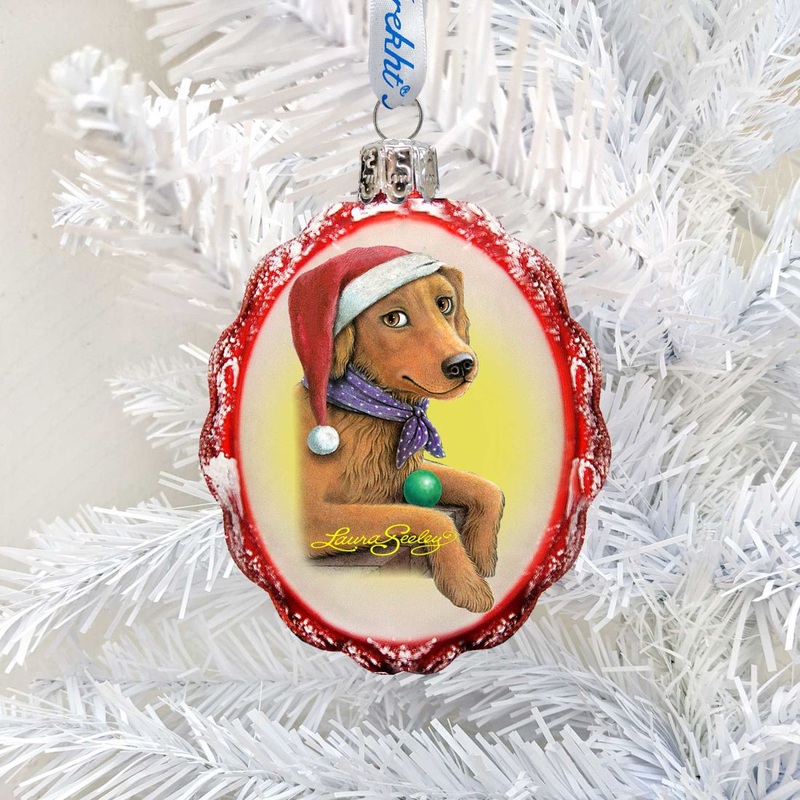 Flowers Fetch Fun Mercury Glass Ornament by Laura Seeley – Pets Dog and Cats Decor – 779218-LS