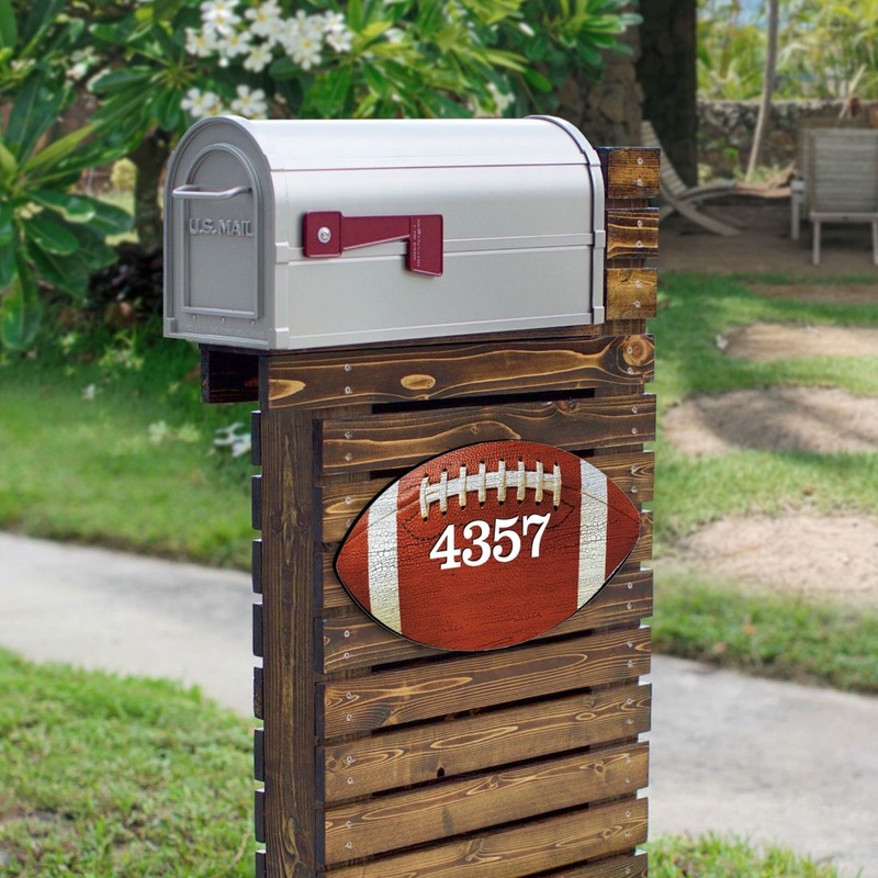 Football Wooden Custom House Number Sign – Love Family Kids Decor – Handcrafted Wooden Handcrafted Wooden Address Sign – MA989802