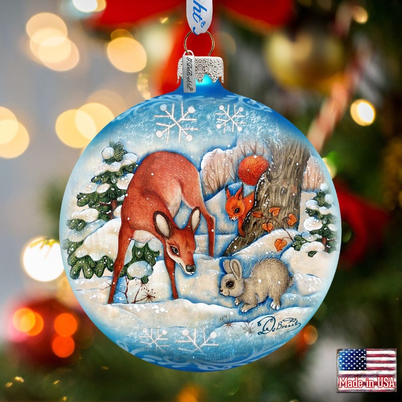 Forest Fends Ball Glass Ornament by G. DeBrekht – Wildlife Holiday Decor – 73412