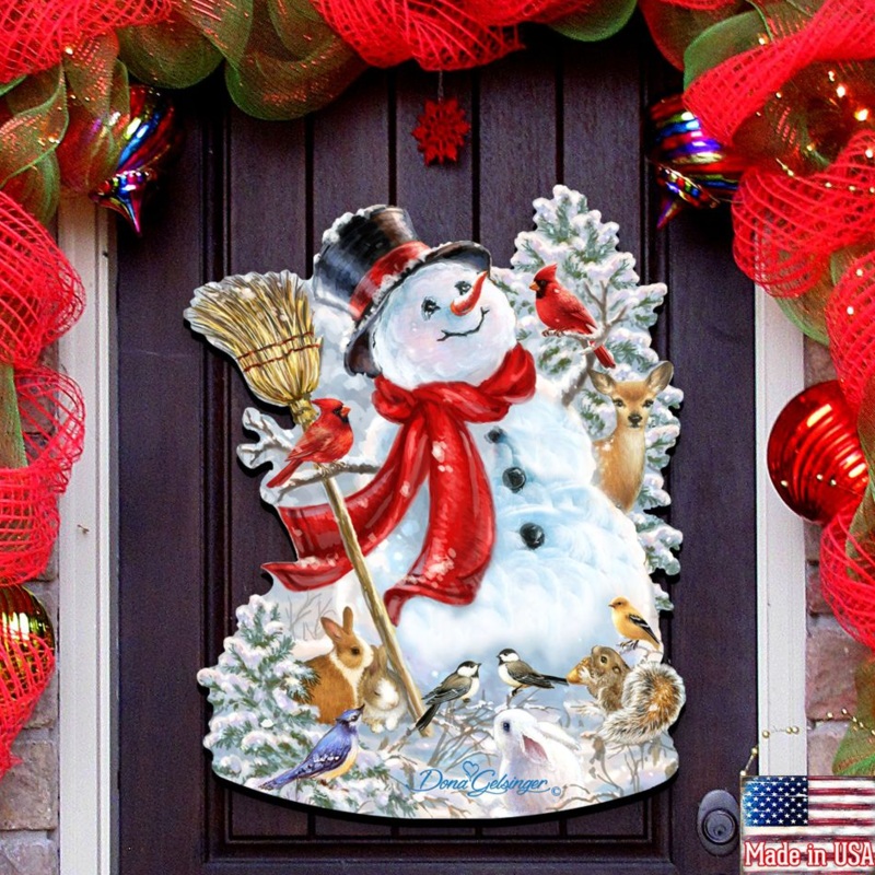 Frosty Forest Friends Christmas Door Decor by D. Gelsinger – Christmas Santa Snowman Decor – 8461026H-1624