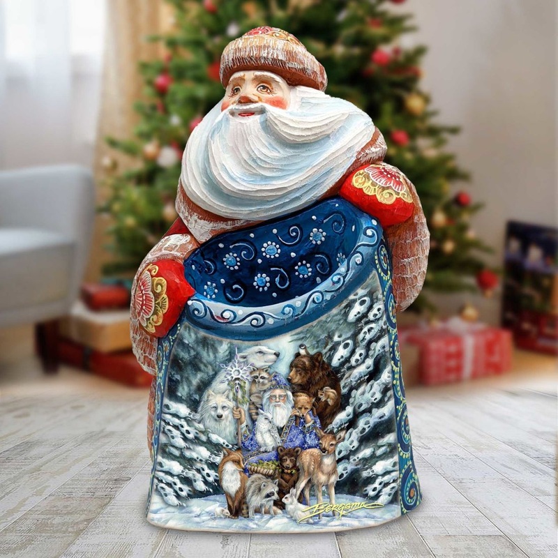 Gather in Peace Father Winter Animals Hand-Painted WOODCARVED Figurine by J. Bergsma – Wildlife Holiday Decor – 2422968-JB *** PRE-ORDER – Handmade Just for You! ***