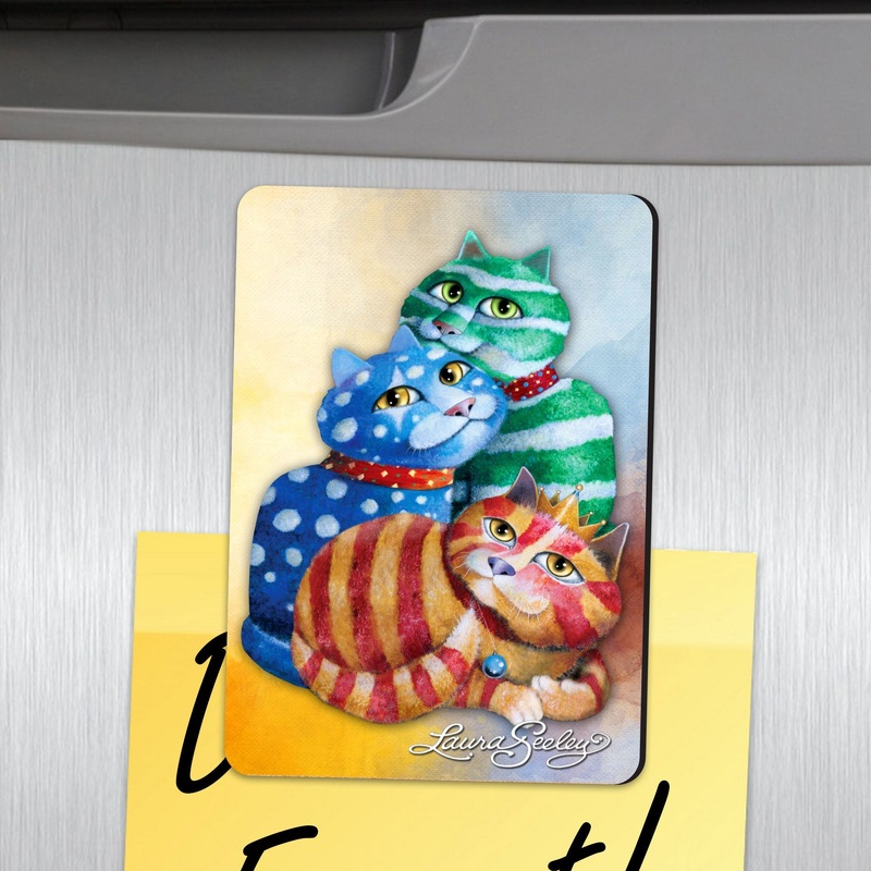 Gift Wrap Cats Shape Refrigerator Wooden Magnets Set of by Laura Seeley 3