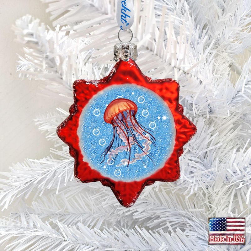 Jellyfish Mercury Glass Ornament by G. DeBrekht – Coastal Holiday Decor – 777378