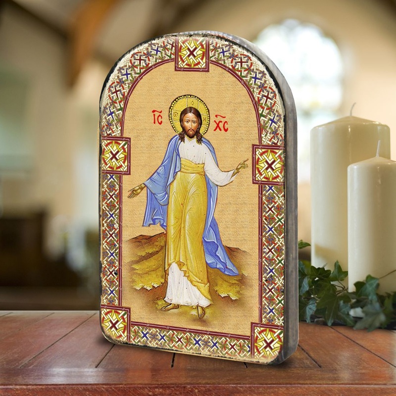 Jesus Wooden Gold Plated Religious Christian Sacred Icon – Inspirational Icon Decor – 86051