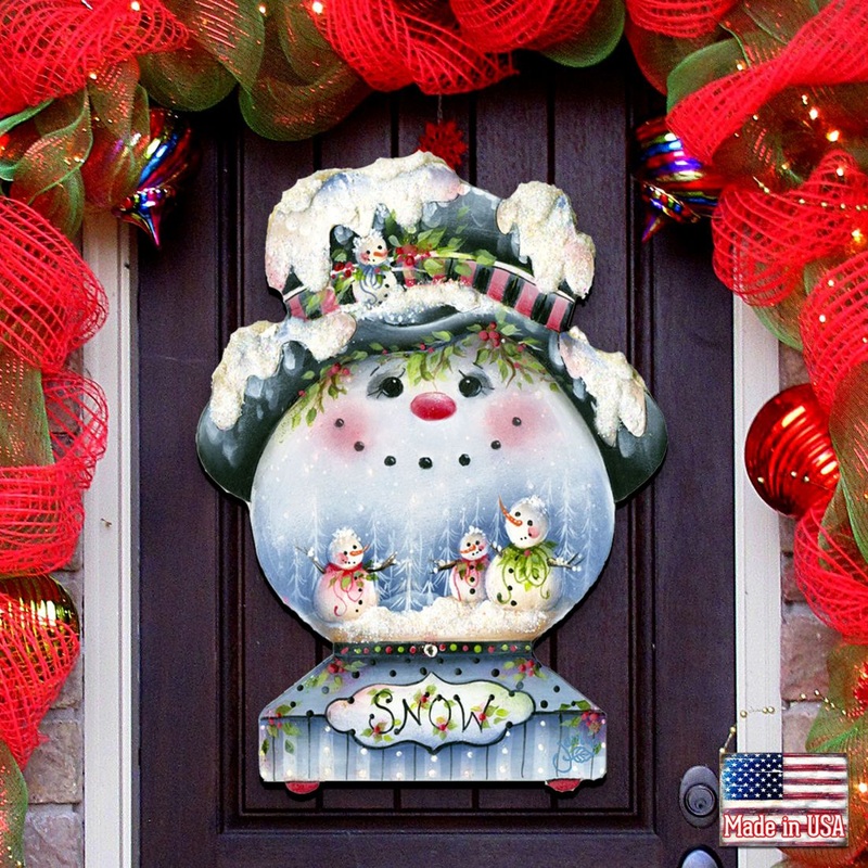Joe Cool Snow Globe Door Decor by Jamie Mills-Price – Christmas Santa Snowman Decor – 8457506H