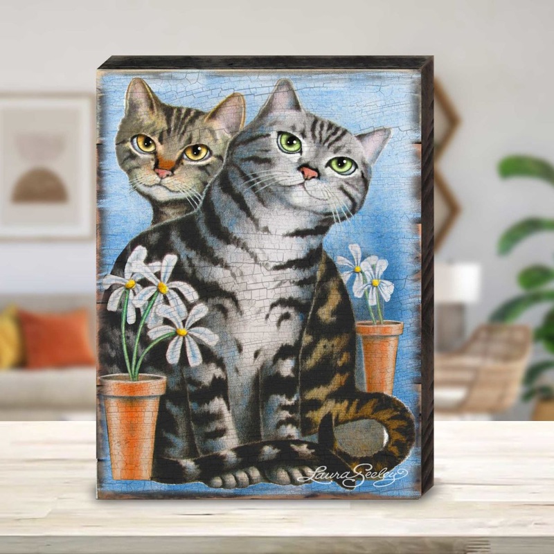 Kitty Cats Treat Wooden Wall Art by Laura Seeley – Pets Dog and Cats Decor – 8512115B
