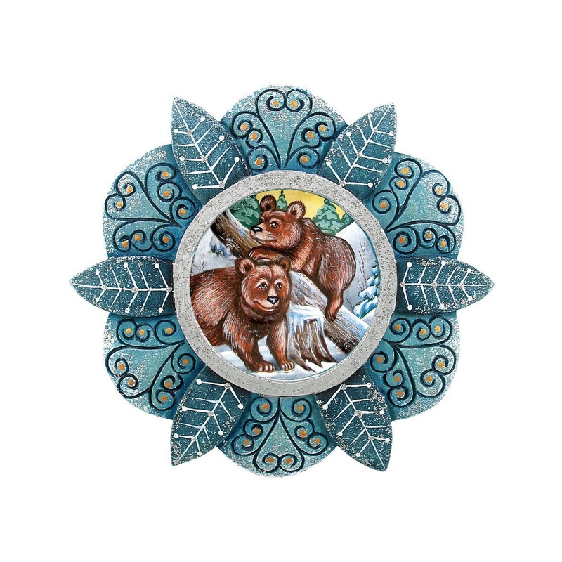 Kodiak Family Sculpted Hand-Painted Christmas Ornament by G. DeBrekht – Wildlife Holiday Decor – 6102182