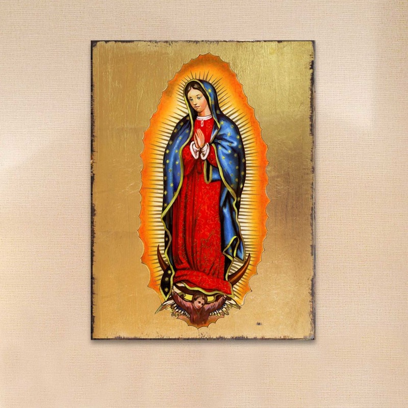 Lady of Guadalupe Wooden Gold Plated Religious Catholic Sacred Icon – Inspirational Icon Decor – 85032