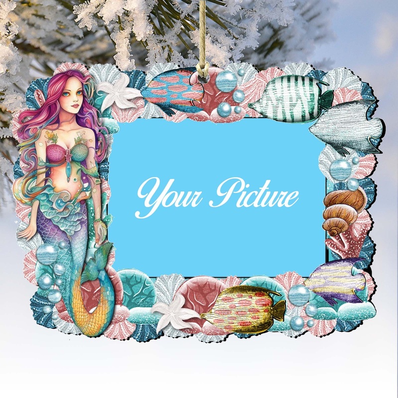 Mermaid Ornament Picture Frame Ornament for Photo by G. Debrekht – 8198514-4PF