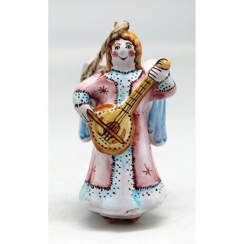 Music Angel Unique Hand Painted Porcelain Holiday Ornament 3 by G. DeBrekht