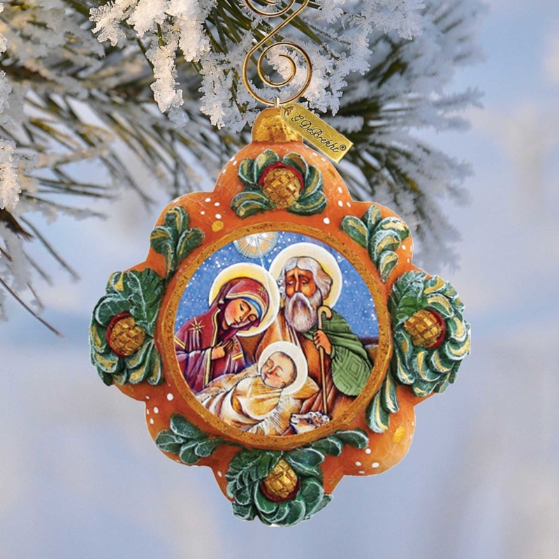 Nativity Sculpted Hand-Painted Christmas Ornament by G. DeBrekht – Nativity Holiday Decor – 61025122