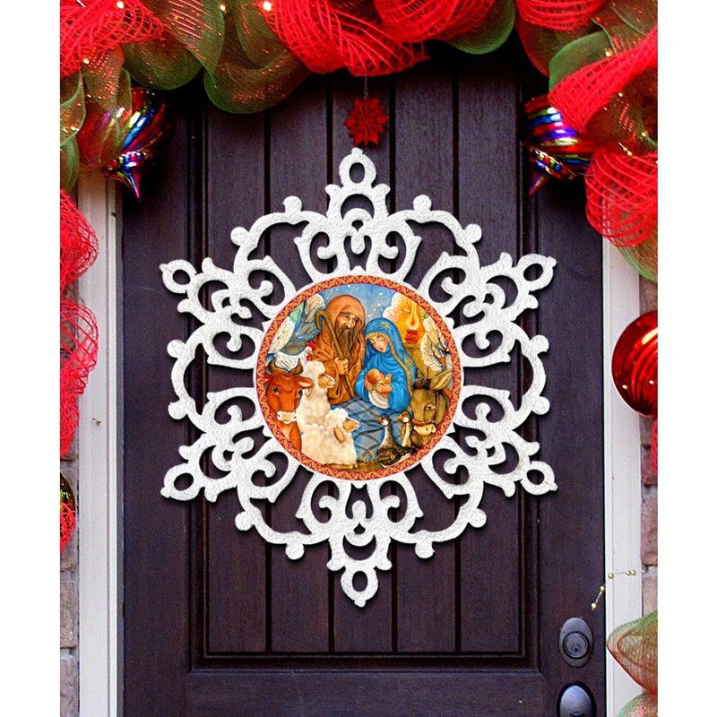 Nativity Snowflake Nativity Door Decor by G. DeBrekht – Nativity Holiday Decor – 8141152H