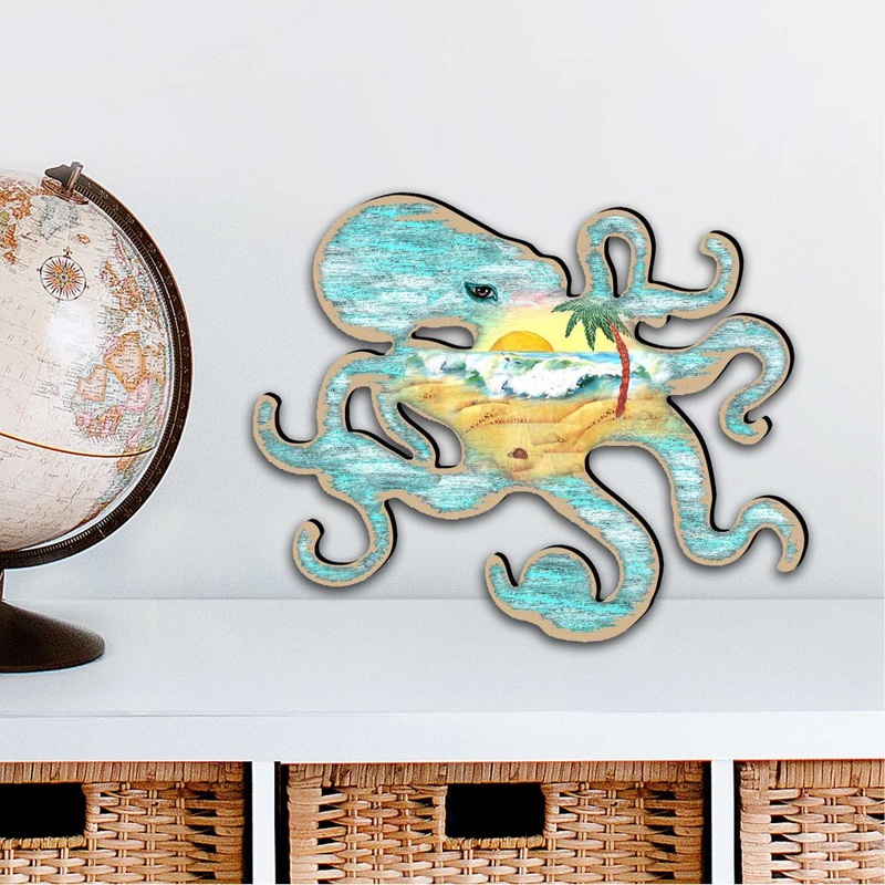 Octopus Diminutive Wall by G. DeBrekht – Coastal Holiday Decor – 8198512-2M