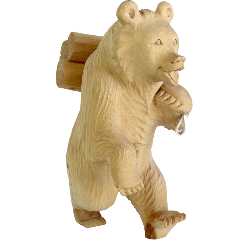 One-of-a-Kind Bear with Woods Wood Carved Figurine 10 – Nature Wood Carving