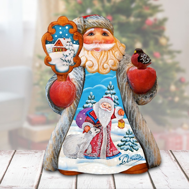 Polar Bear Tiny Tale Santa Handcrafted Christmas Figurine – G. DeBrekht – Christmas Santa Snowman Decor – 561648