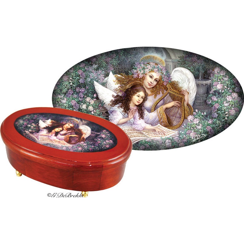 Reading to Mom Oval Wooden Music Box 9×5.5×3 Reserve by