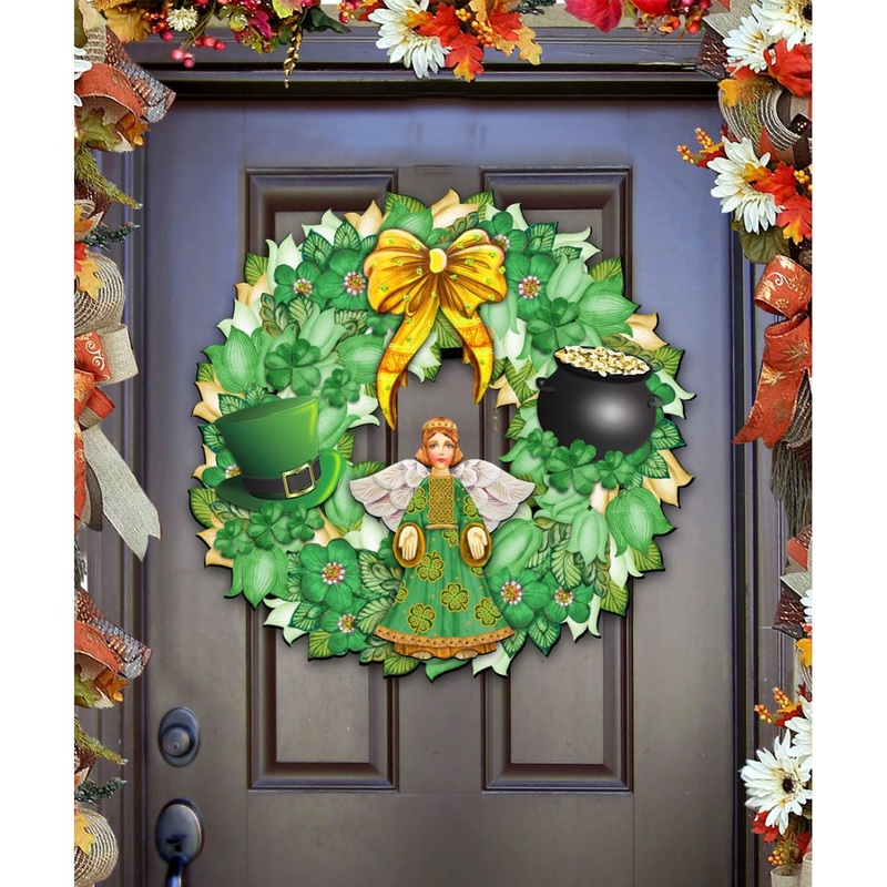 St Patrick’s Day Wreath Irish Holiday Door Decor by G. DeBrekht – Celtic Decor – 8185318H